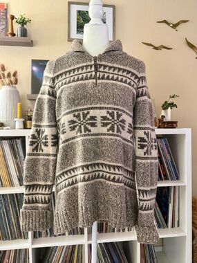 Eddie Bauer Size Large Lambswool Blend Fair Isle Pullover Sweater